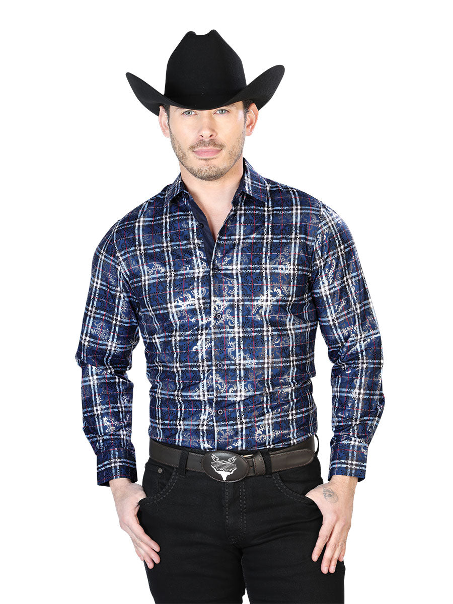 Blue Casual Long Sleeve Shirt 43821