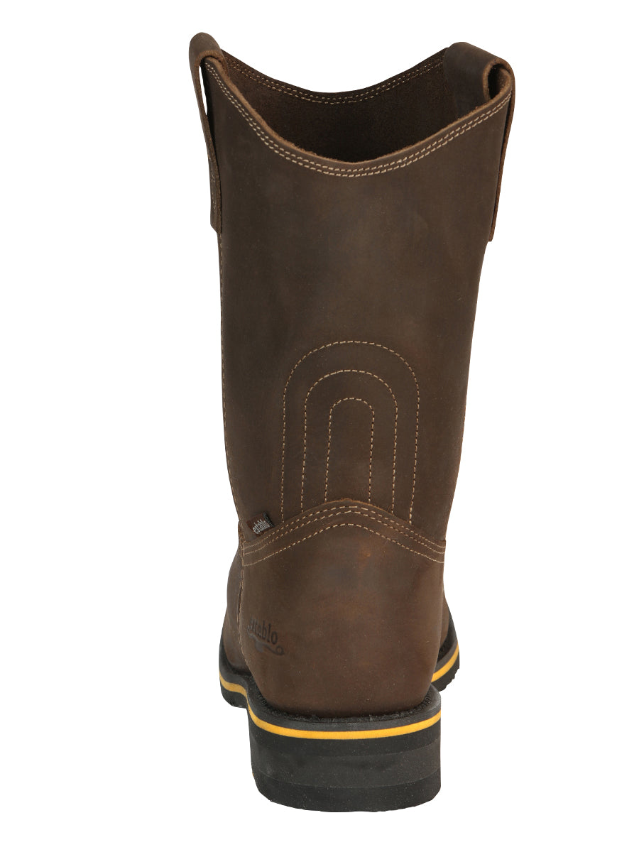 Establo Men’s Rodeo Boot - Crazy Leather Tan with Steel Toe  41544
