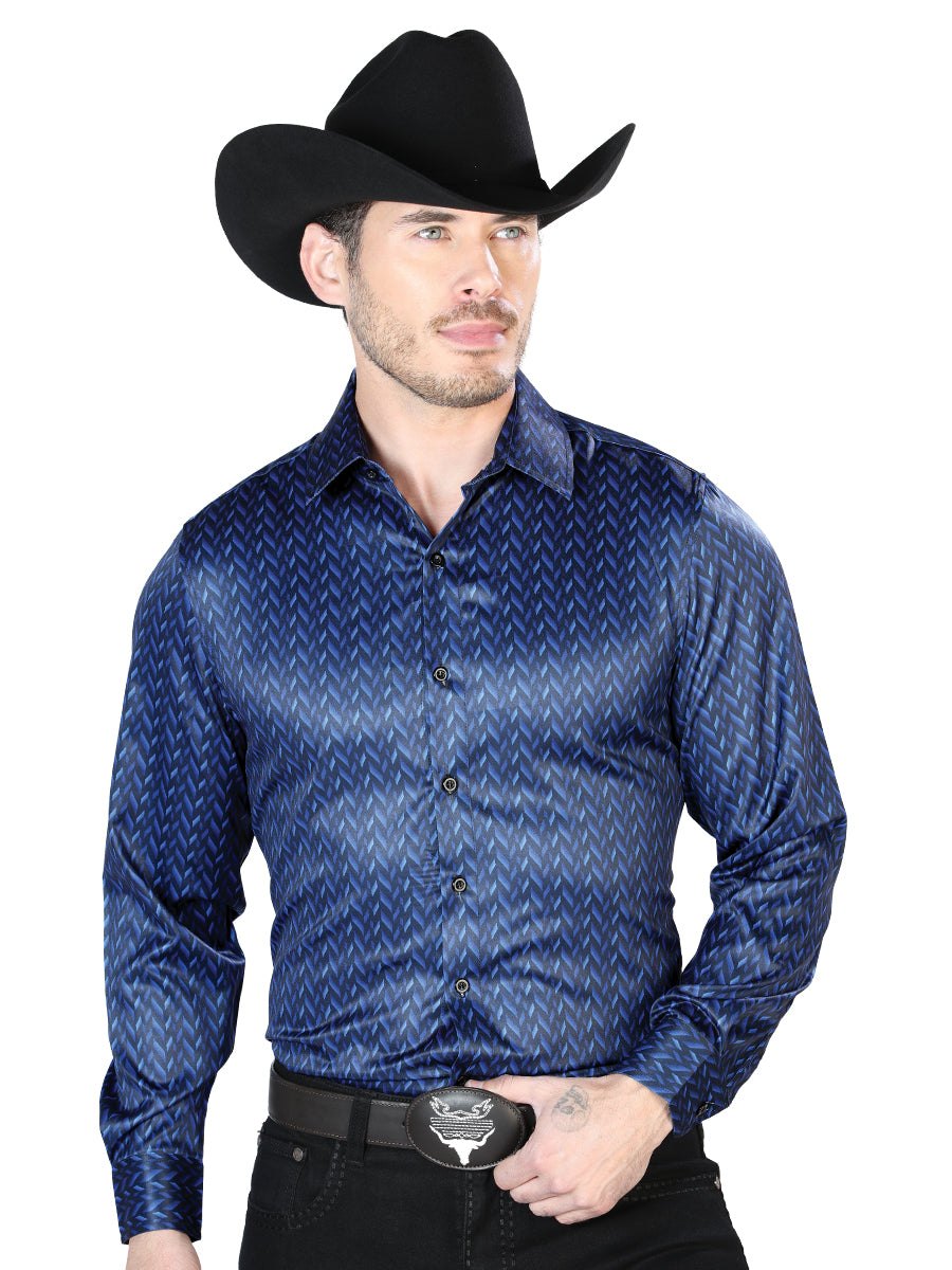 Blue Casual Long Sleeve Shirt 43967