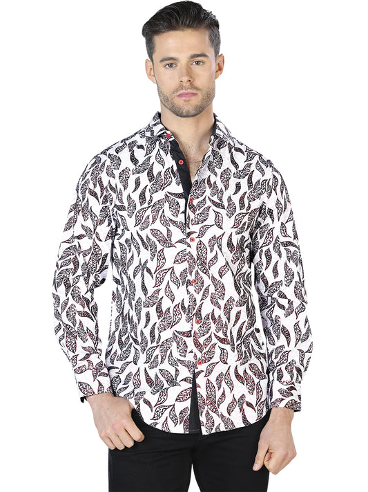 White And Black Casual Long Sleeve Shirt 44055