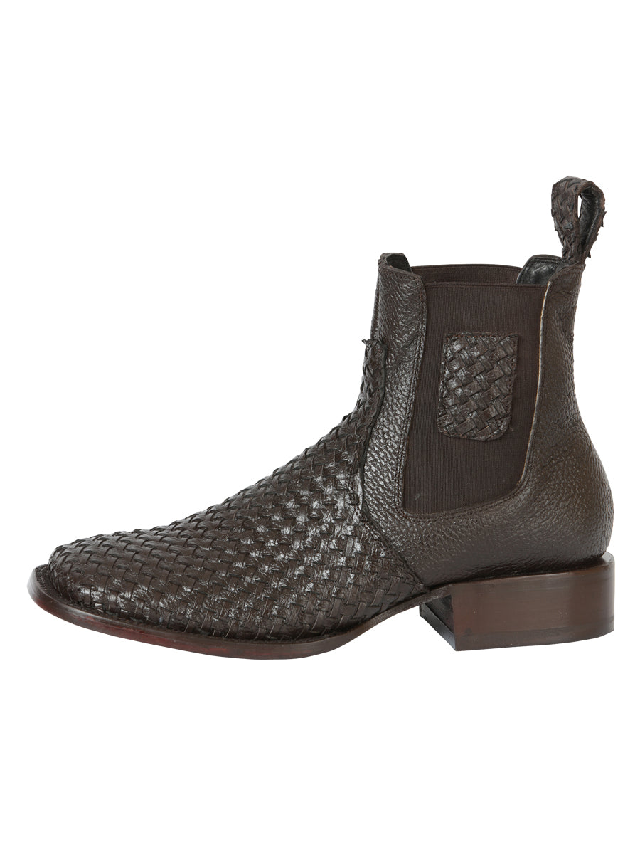El General Men’s Rodeo Brown Petatillo Woven Ankle Boots 45177