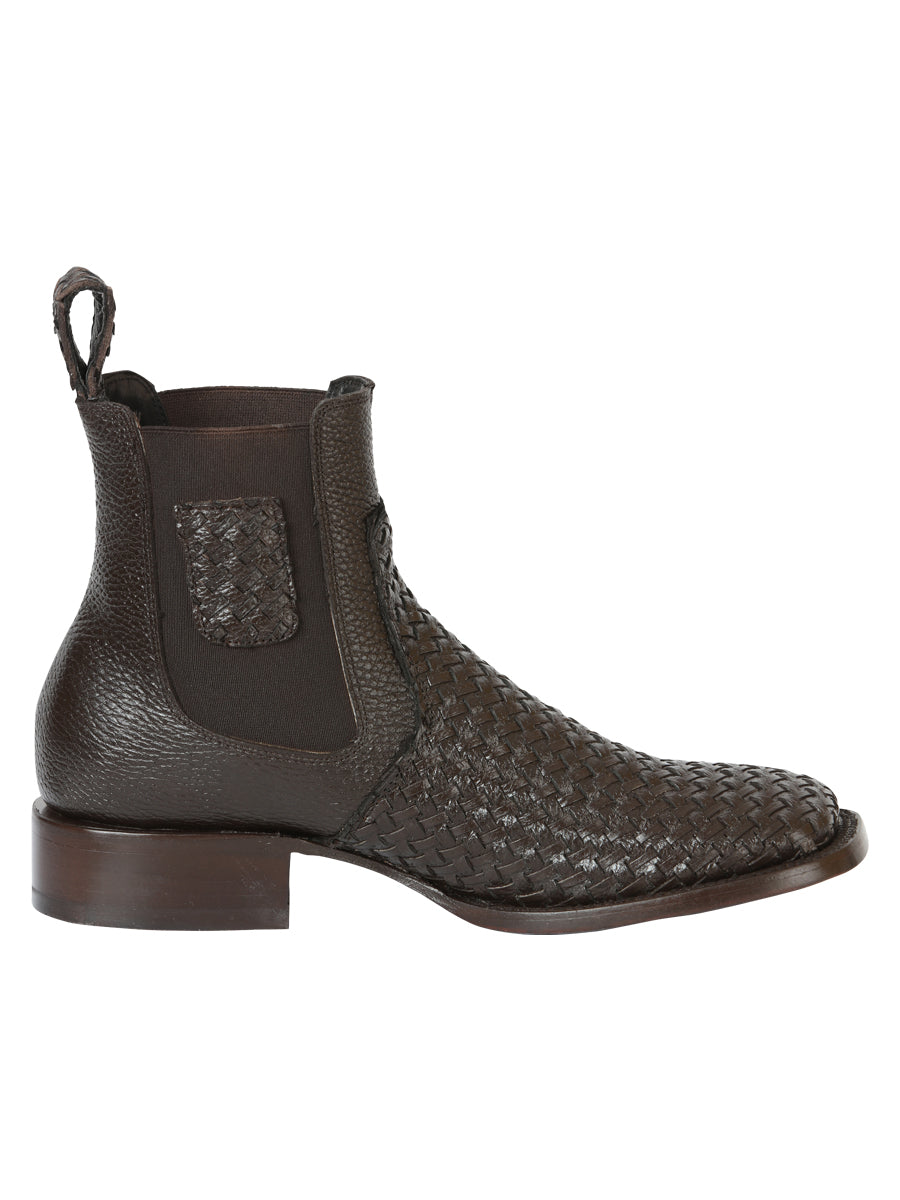 El General Men’s Rodeo Brown Petatillo Woven Ankle Boots 45177