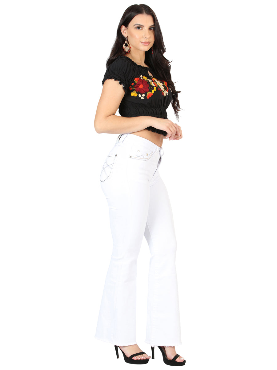 Centenario Women's White Bootcut Denim Jeans 45545